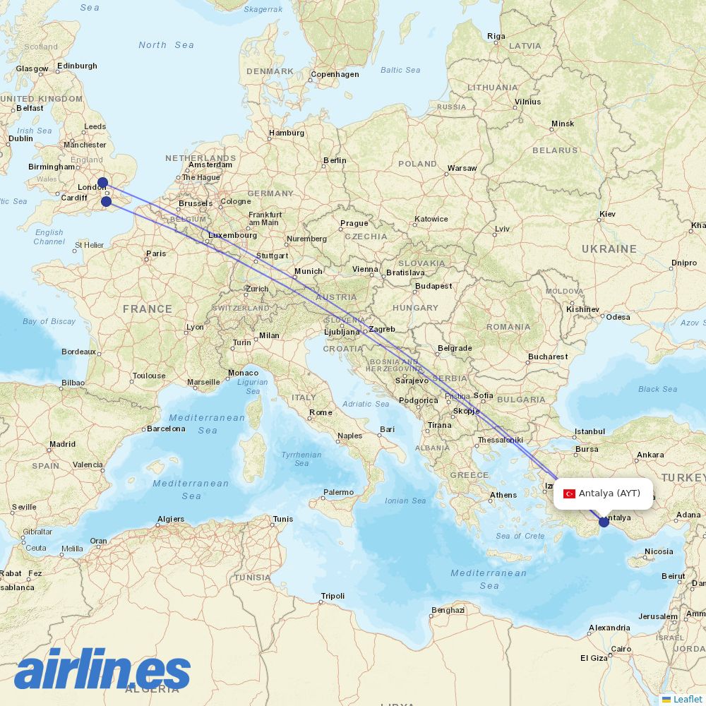Wizz Air UK at AYT route map