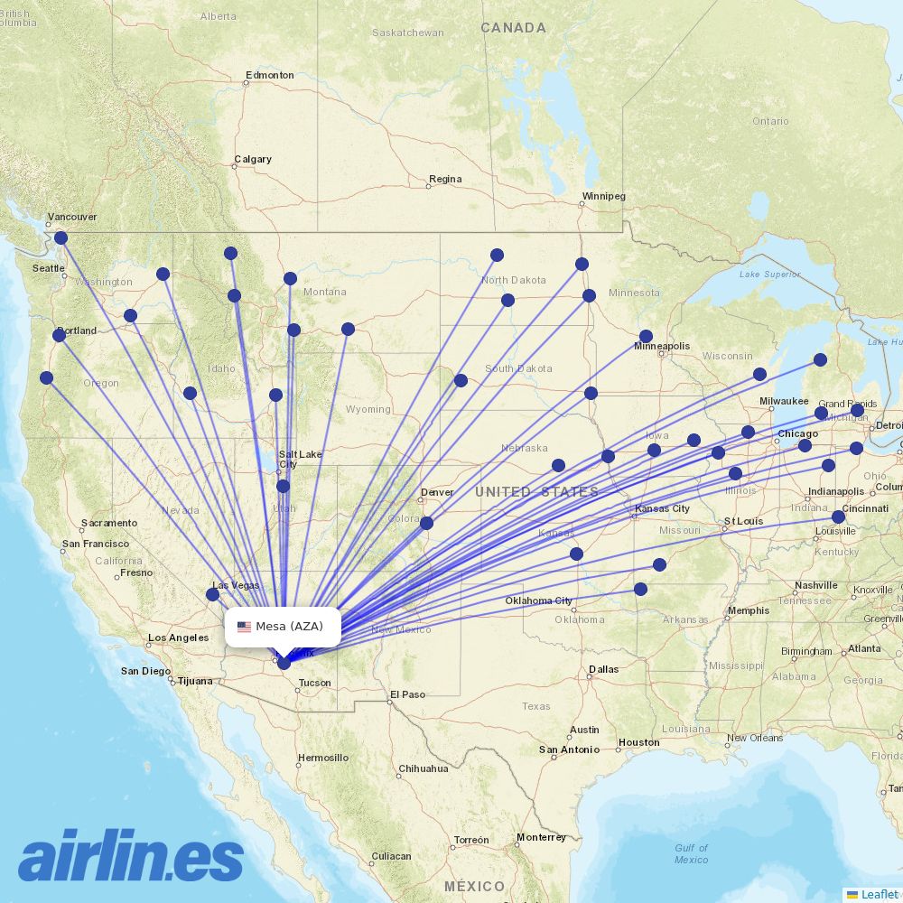 Allegiant at AZA route map