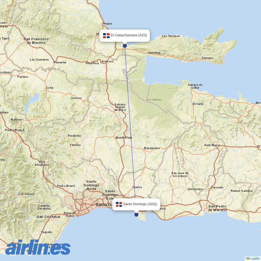 Air Caraibes from SamanÃ¡ El Catey International Airport destination map