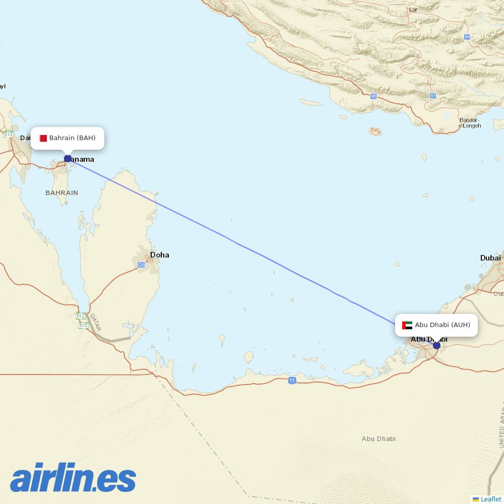 Air Arabia Abu Dhabi at BAH route map