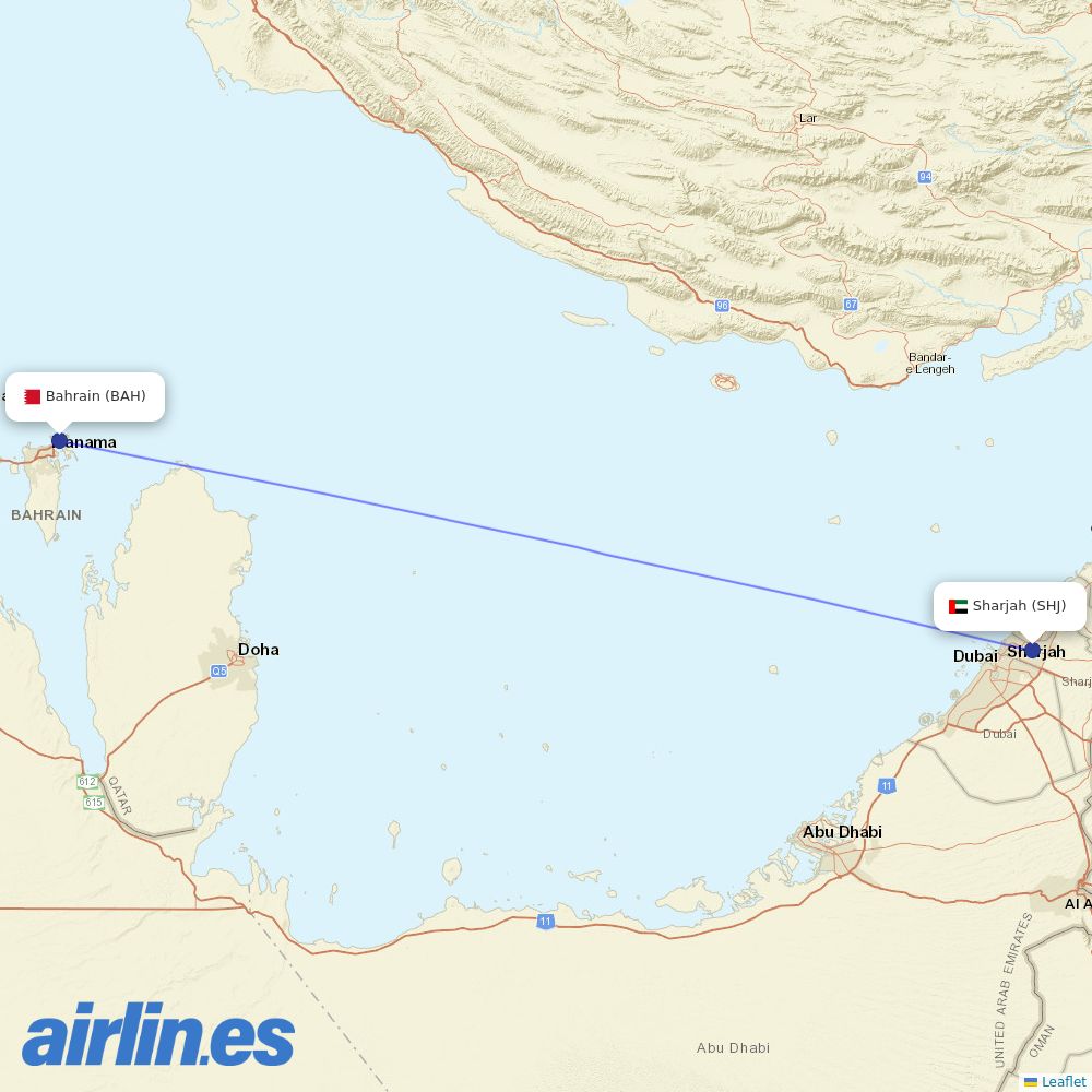Air Arabia at BAH route map