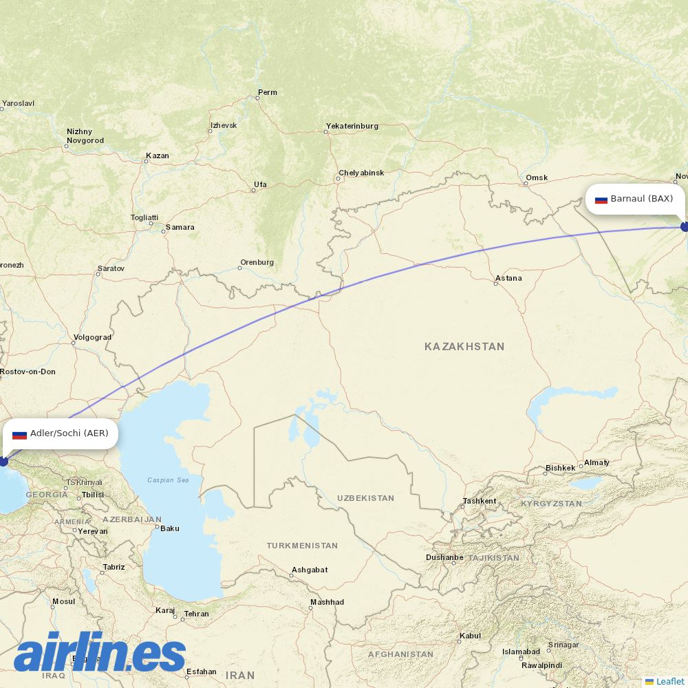 Ikar from Barnaul destination map
