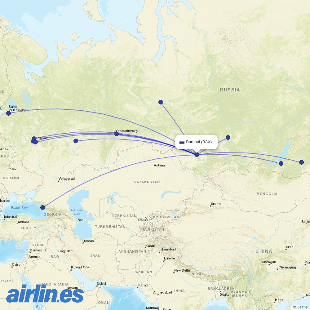 Red Wings from Barnaul destination map