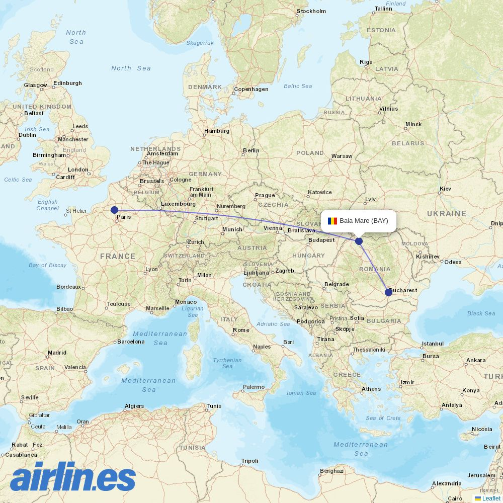 HiSky Europe from Tautii Magheraus destination map