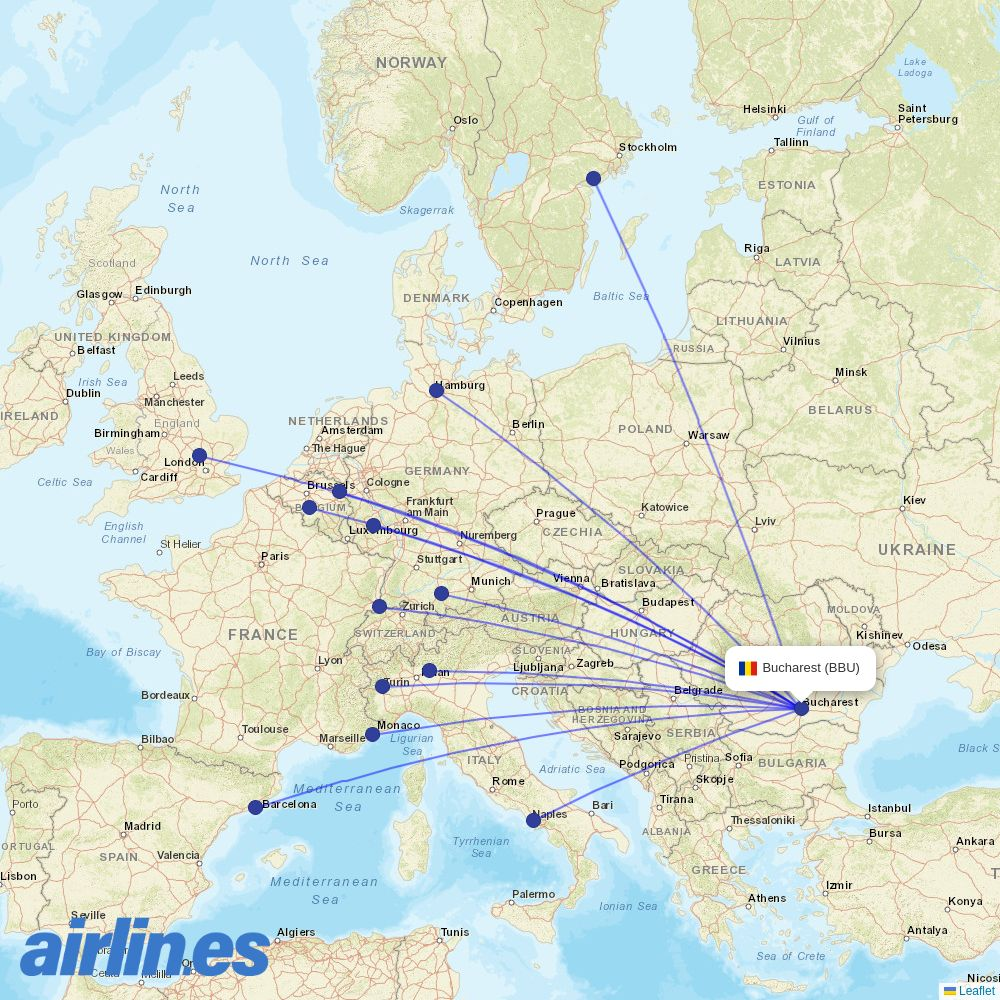 Wizz Air Malta from Baneasa destination map