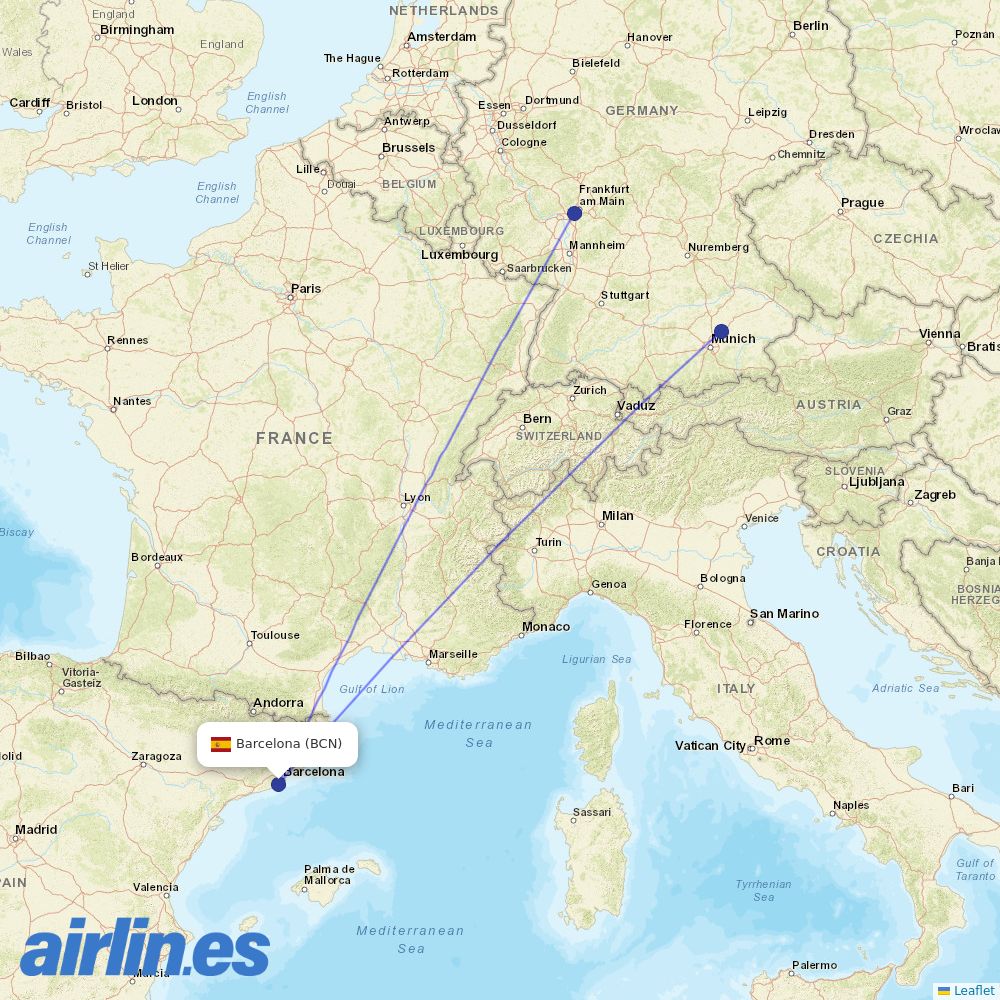 Lufthansa at BCN route map