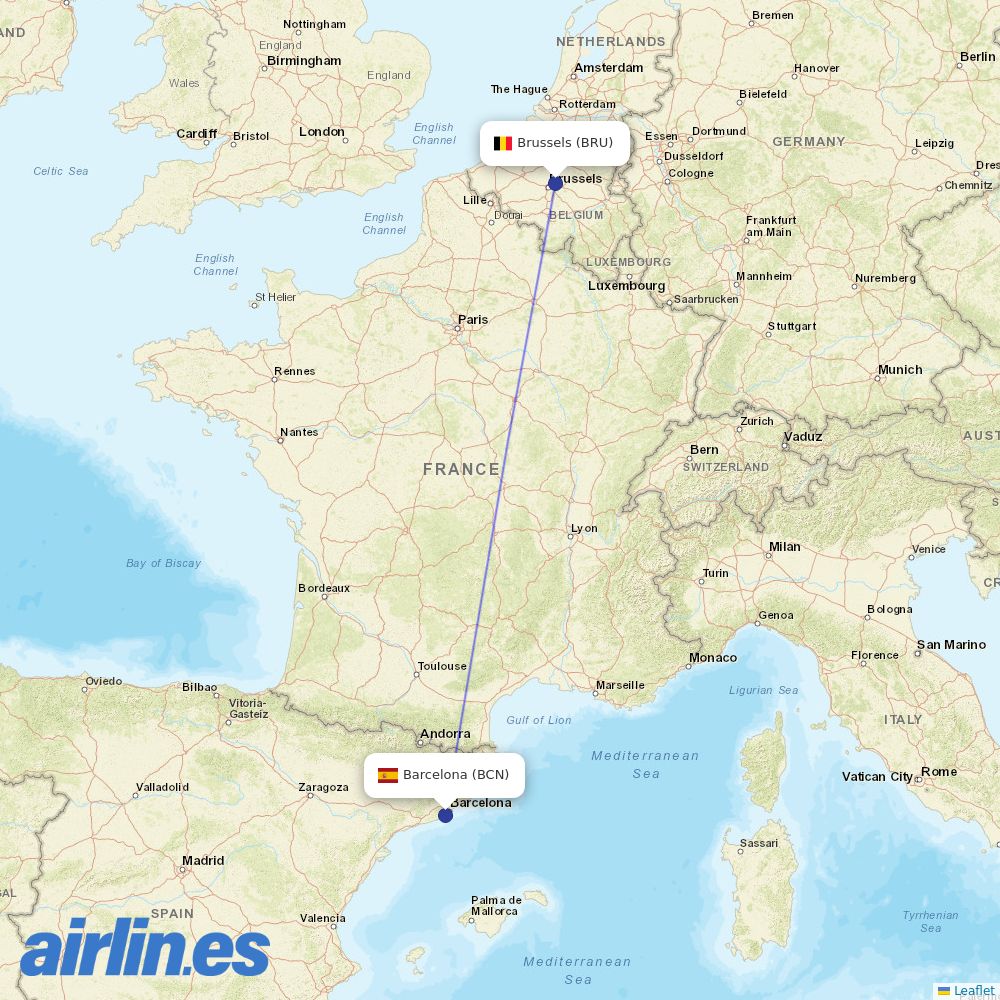 Brussels Airlines at BCN route map