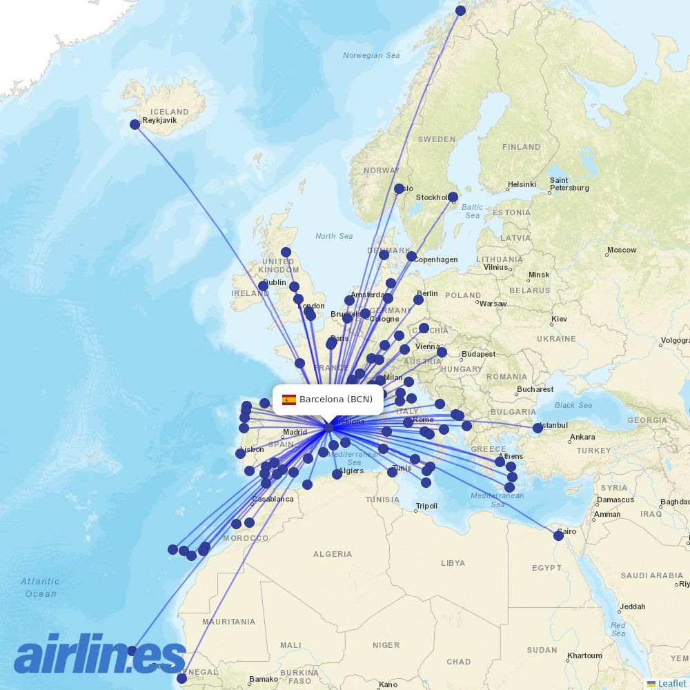 Vueling at BCN route map
