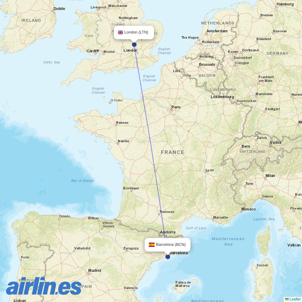 Wizz Air UK at BCN route map