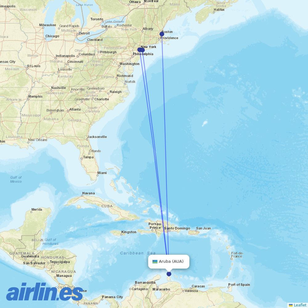 JetBlue Airways from Hamilton destination map