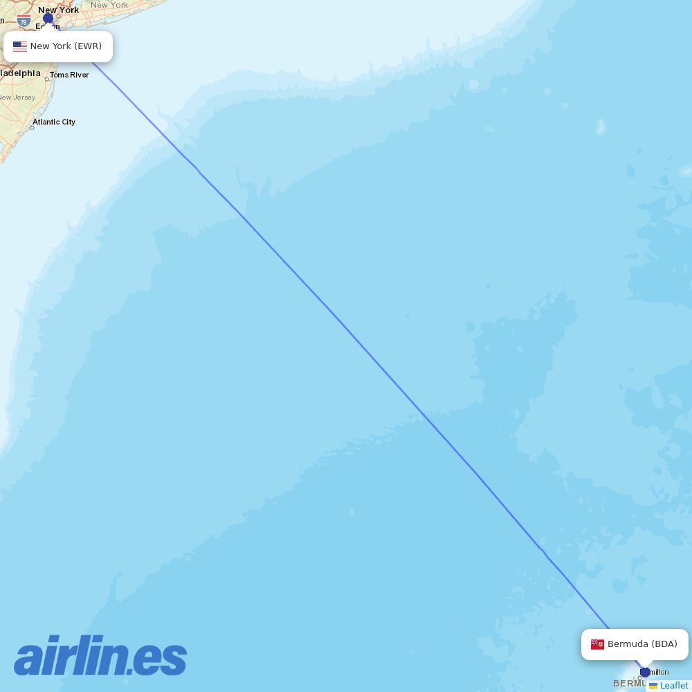 United Airlines from Hamilton destination map