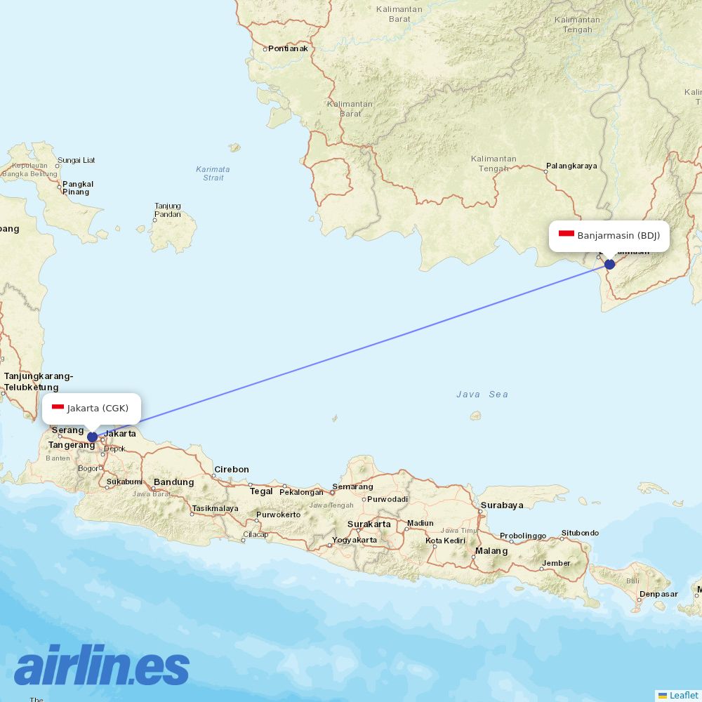 Garuda Indonesia at BDJ route map