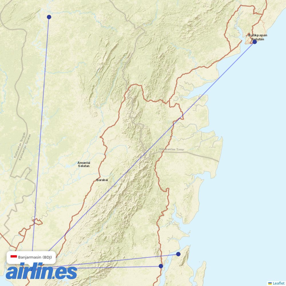 Wings Air from Syamsudin Noor destination map
