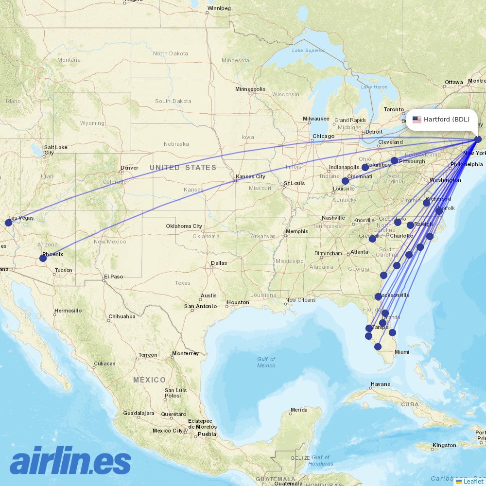 Breeze at BDL route map
