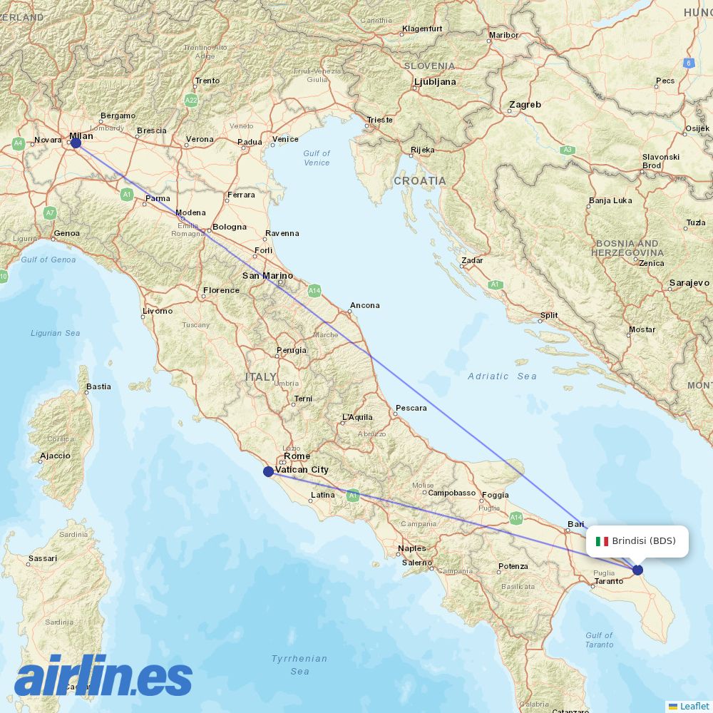 ITA Airways from Casale destination map