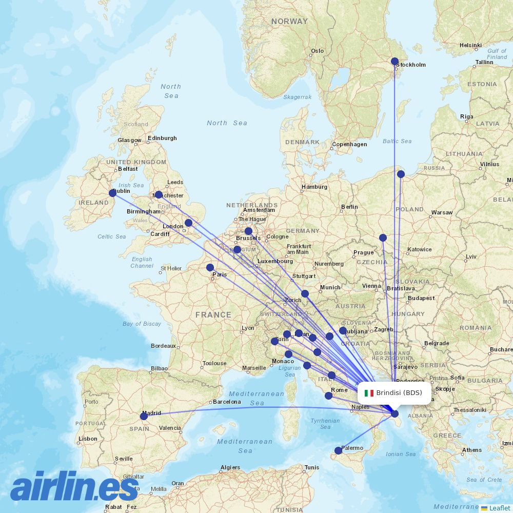 Ryanair from Casale destination map