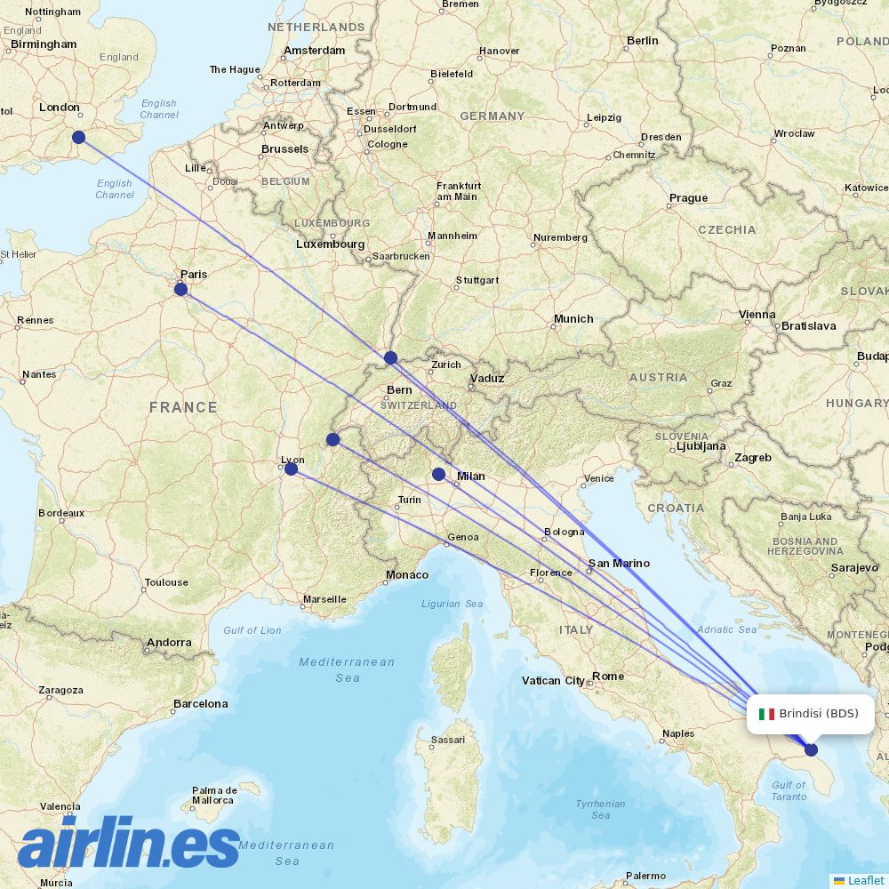 easyJet from Casale destination map
