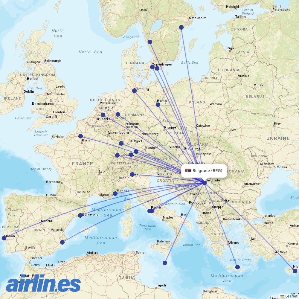 Wizz Air at BEG route map