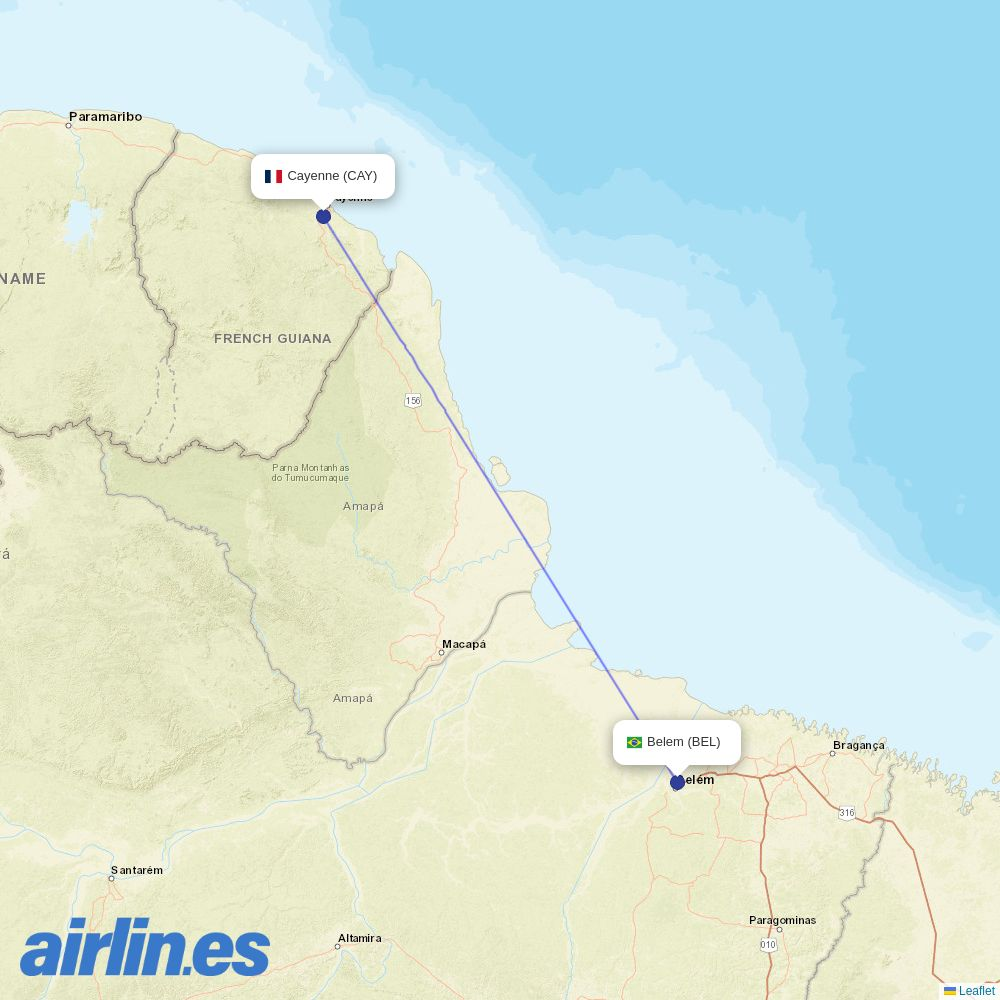 Air France from Val De Caes destination map
