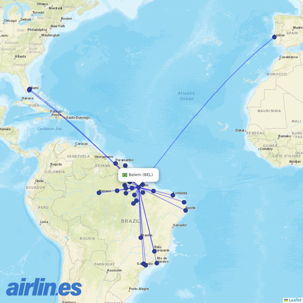 LATAM Airlines from Val De Caes destination map