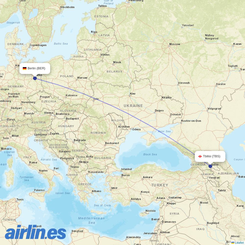 Georgian Airways at BER route map