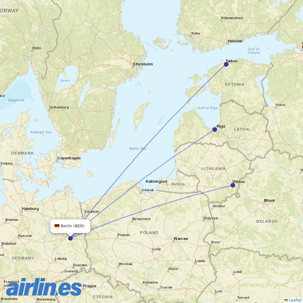 Air Baltic at BER route map