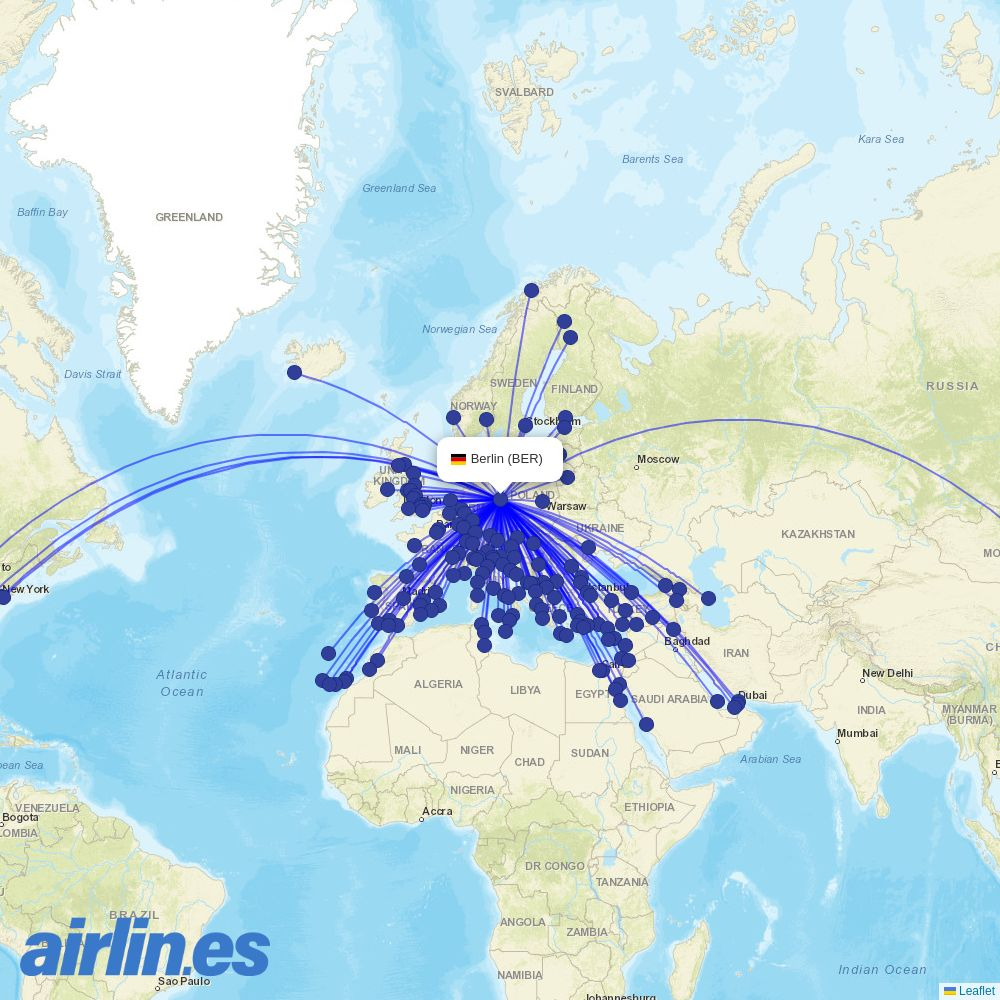 Bluebird at BER route map