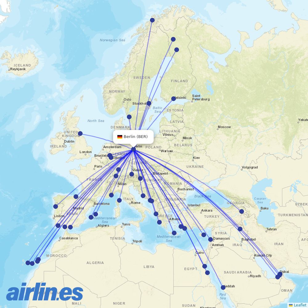 Eurowings from Berlin Brandenburg Airport destination map