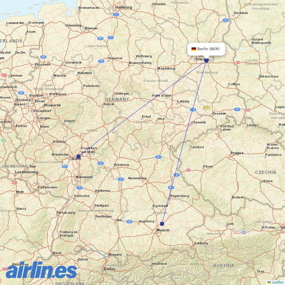 Lufthansa at BER route map