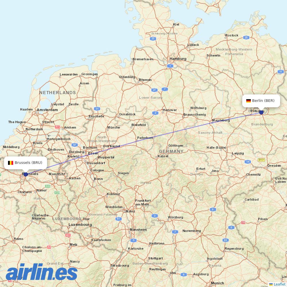 Brussels Airlines at BER route map