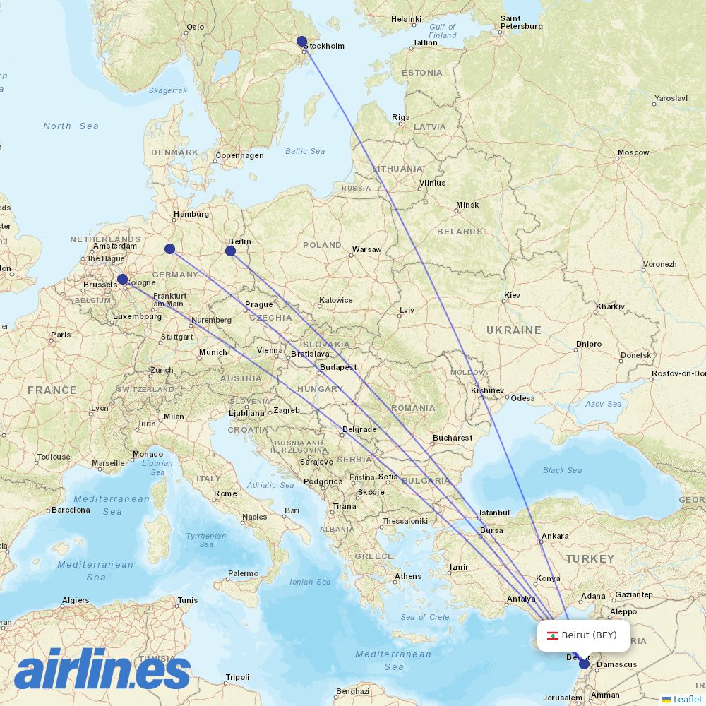Eurowings from Beirut International Airport destination map