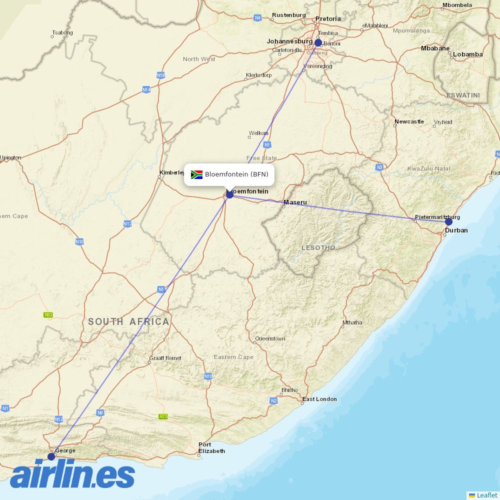 CemAir at BFN route map