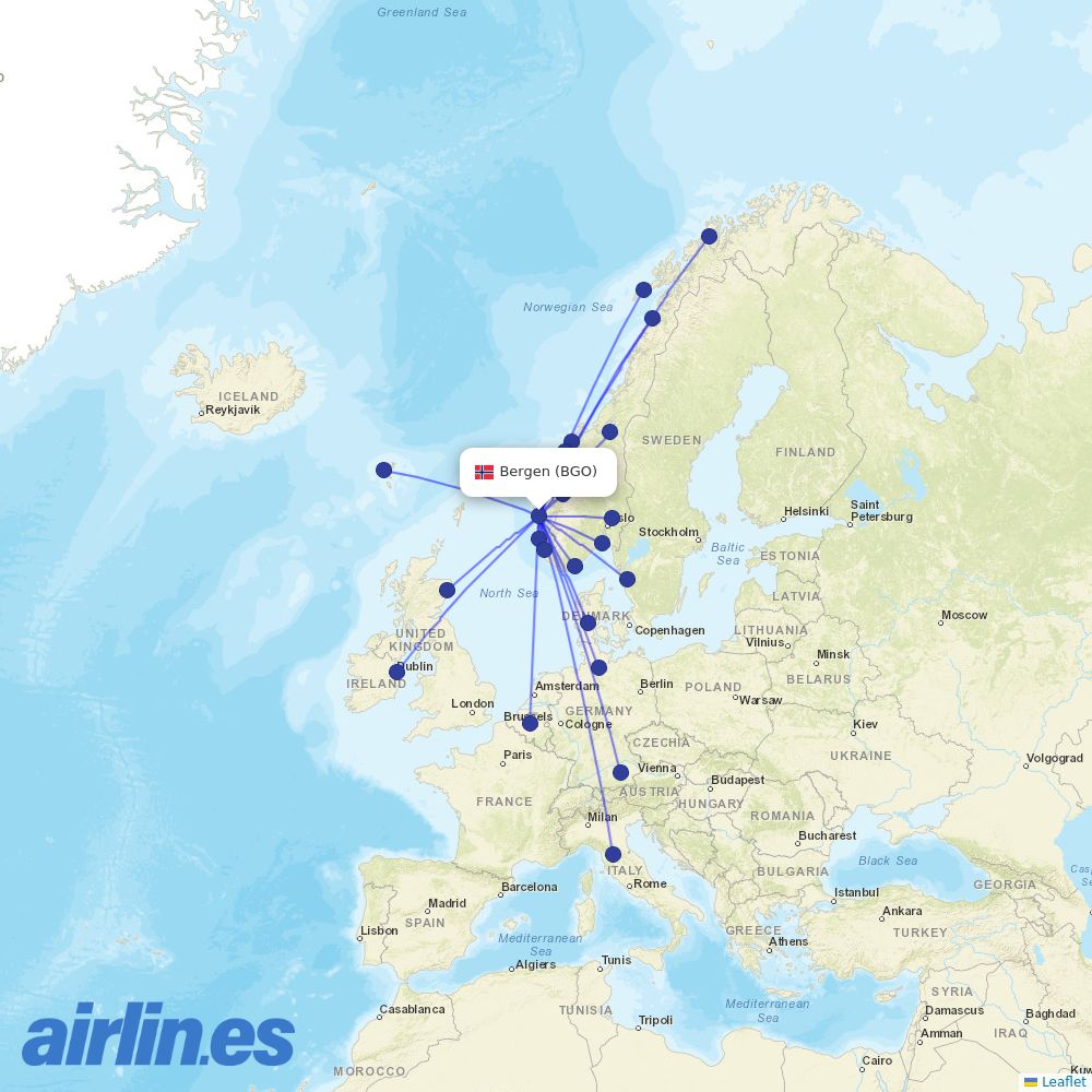 Wideroe at BGO route map