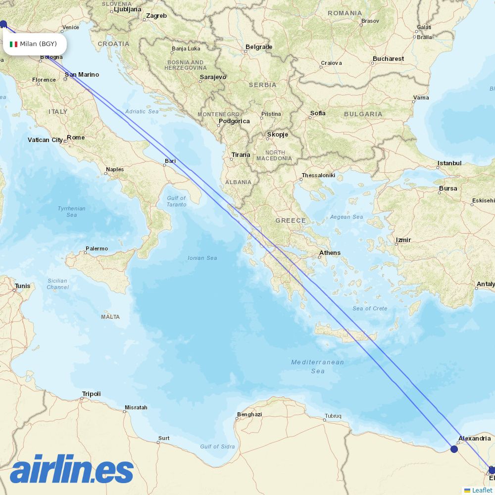 Air Arabia Egypt at BGY route map