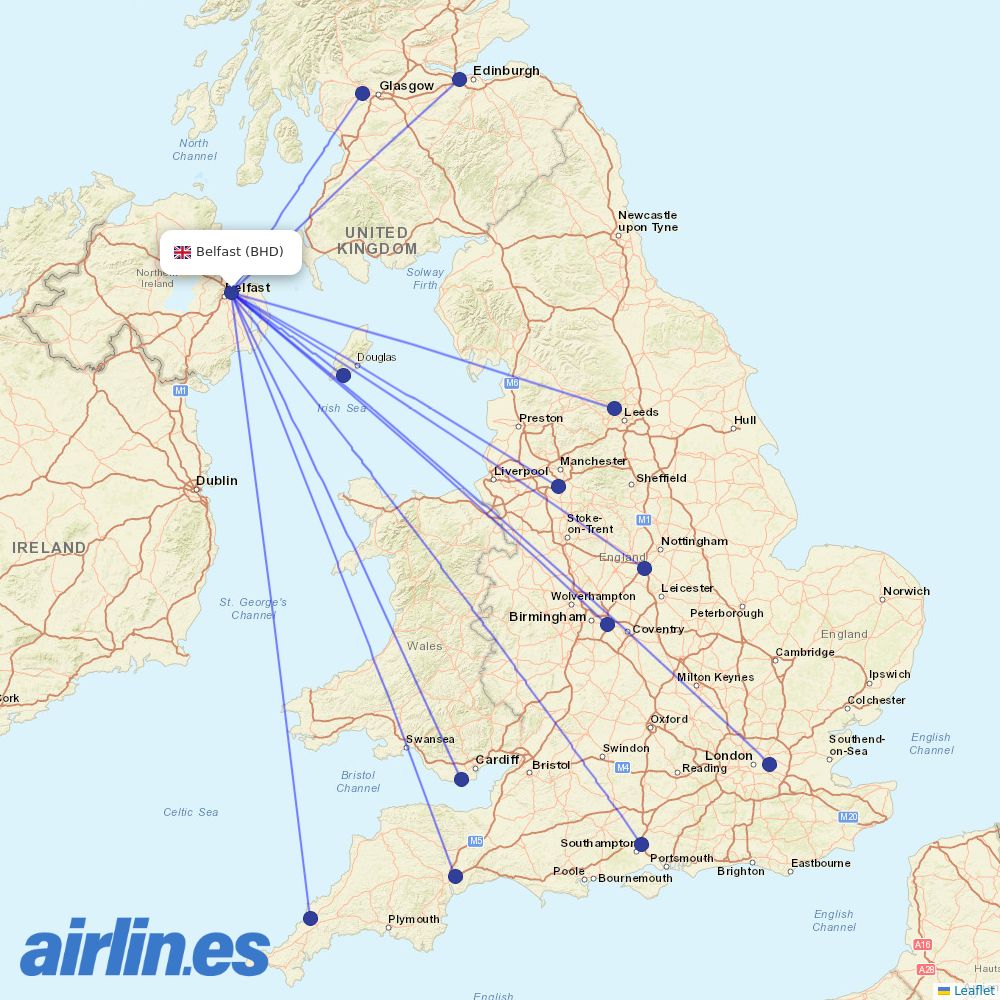 Aer Lingus at BHD route map