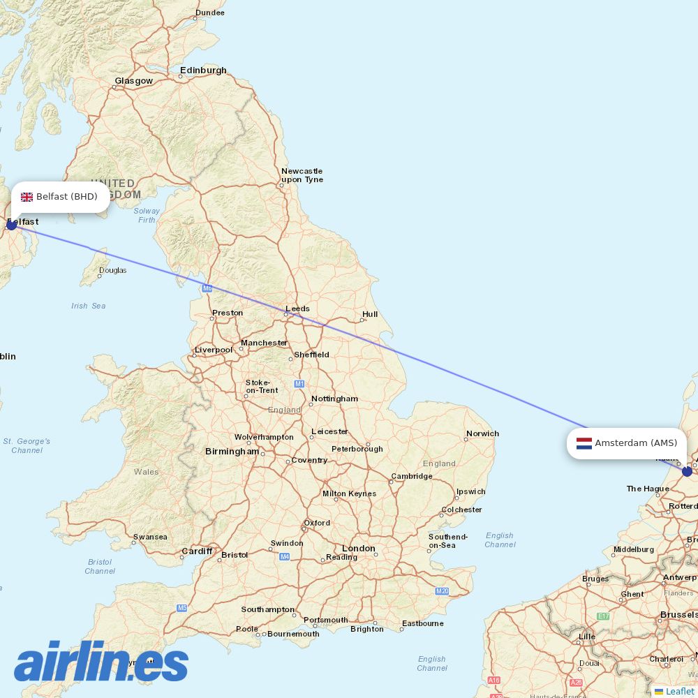 KLM from City destination map