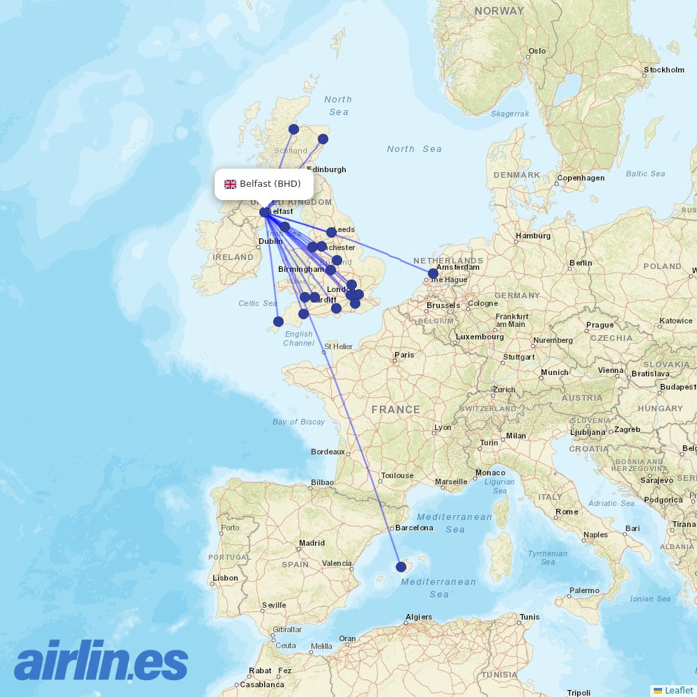 Loganair from City destination map