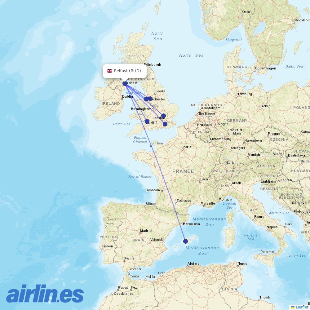 easyJet from City destination map