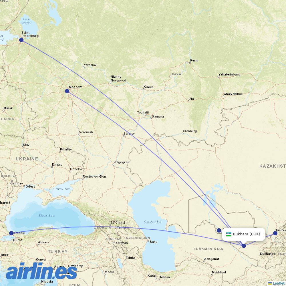 Uzbekistan Airways at BHK route map