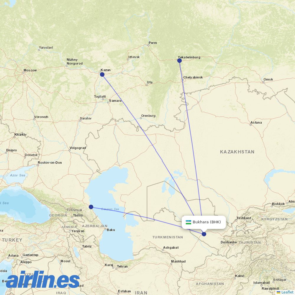 Red Wings from Bukhara destination map