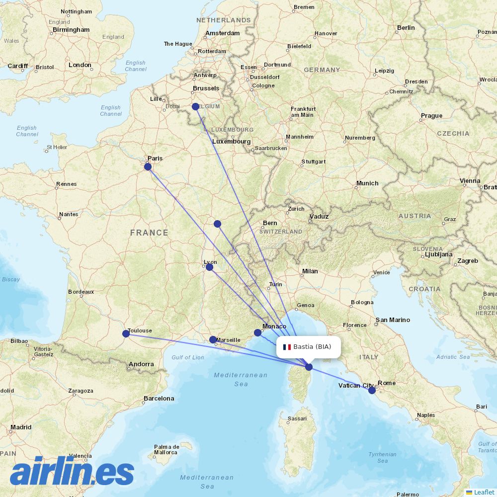 Air Corsica at BIA route map