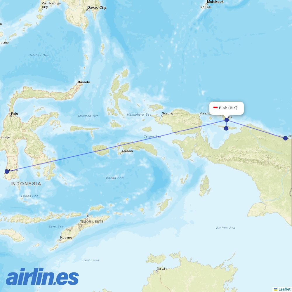 Sriwijaya Air from Frans Kaisiepo destination map