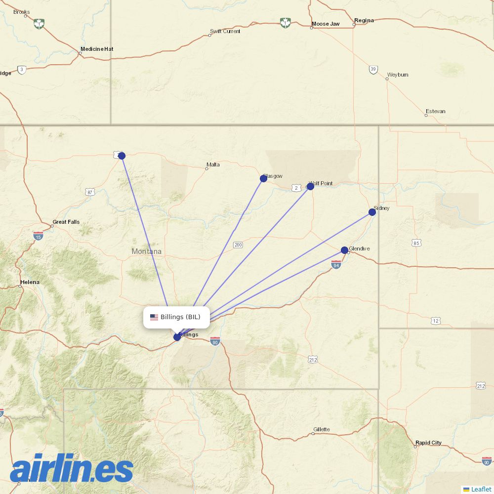 Cape Air at BIL route map