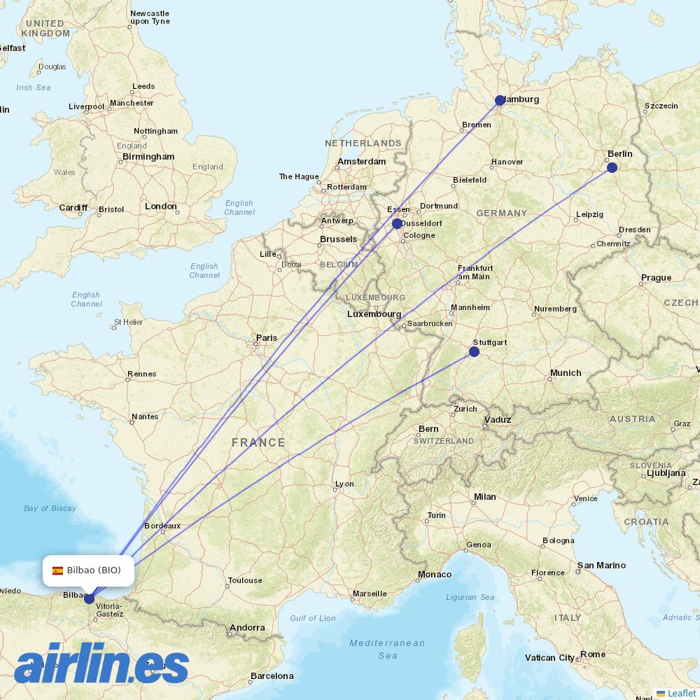 Eurowings from Bilbao Airport destination map