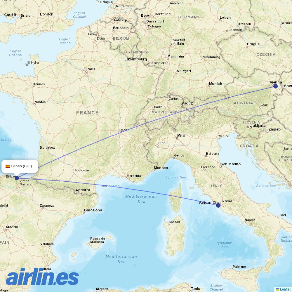 Wizz Air Malta from Bilbao Airport destination map