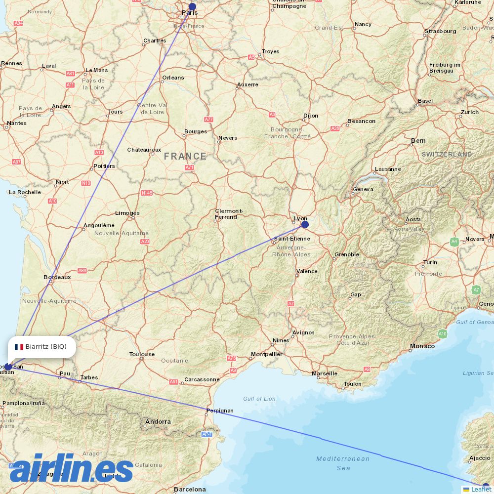 Air France at BIQ route map