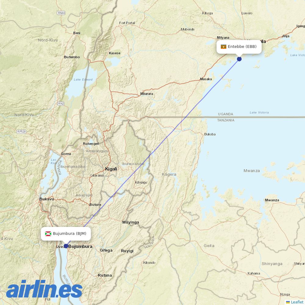 Brussels Airlines from Bujumbura International destination map