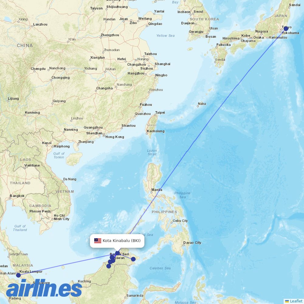 Malaysia Airlines at BKI route map