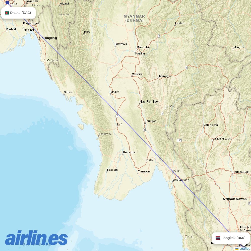 Biman at BKK route map