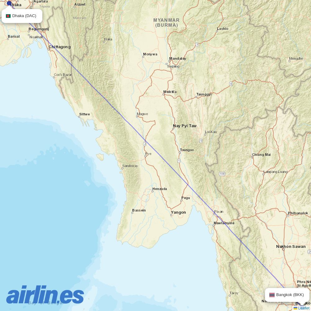 US-Bangla Airlines at BKK route map